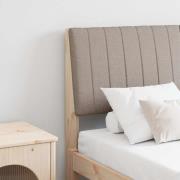 vidaXL Klädd sänggavel Taupe 140 cm Massiv furu