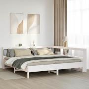 vidaXL Säng med bokhylla utan madrass vit 180x200cm massiv furu