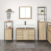 vidaXL Badrumsmöbelset 3 pcs Sonoma ek och svart 36 x 35 x 165 cm