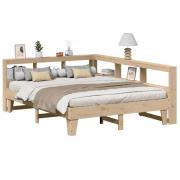 vidaXL Säng med bokhylla utan madrass 150x200cm massiv furu