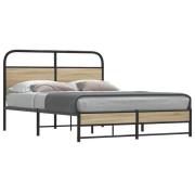 vidaXL Sängram utan madrass rökfärgad ek 140x190 cm konstruerad trä