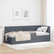 vidaXL Hörn Sängram med huvudgavel Mörkgrå 80 cm x 200 cm Sammet