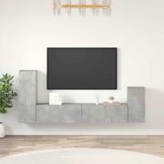vidaXL Tv-skåp 4 delar betonggrå konstruerat trä