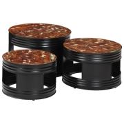 vidaXL Barbord 3 st trumma massivt återvunnet trä