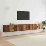 vidaXL Väggmonterad TV-byrå Set 3 pcs Gammalt trä 100 x 34,5 x 40 cm