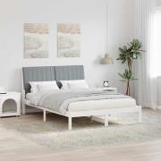 vidaXL Sängram med huvudgavel Ljusgrå 140 x 200 cm Massiv furu