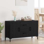 vidaXL Sideboard med låda Svart Ek 100 x 36 x 60 cm Konstruerat trä