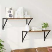 vidaXL Vägg hyllor 2 pcs Gammalt trä 60 x 25 x 25,5 cm Konstruerat trä