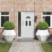 vidaXL Planteringskärl 2 pcs Vit 100 x 100 x 80 cm Stål