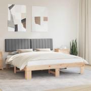 vidaXL Sängram med Klädd Huvudgavel Ljusgrå 180 x 200 cm Massiv furu