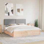 vidaXL Sängram med Klädd Huvudgavel Ljusgrå 200 x 200 cm Massiv furu