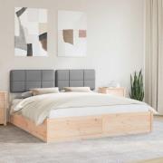 vidaXL Sängram med Klädd Huvudgavel Ljusgrå 180 x 200 cm Massiv furu