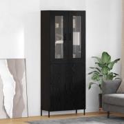 vidaXL Skåp Väggmonterad Svart Ek 69,5 x 34 x 180 cm Konstruerat trä