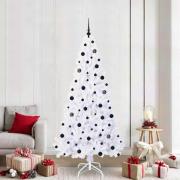 vidaXL Konstgjord julgran med 300 LED-lampor Vit 210 cm PVC och stål