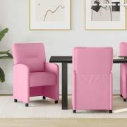 vidaXL Matstolar med hjul med hjul 2 pcs Rosa 57 x 67 x 95 cm tyg