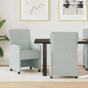 vidaXL Matstolar med hjul 2 pcs Ljusgrå 58 x 65 x 98 cm Sammet