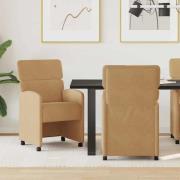 vidaXL Matstolar med hjul med hjul 2 pcs Brun 58 x 65 x 98 cm Sammet