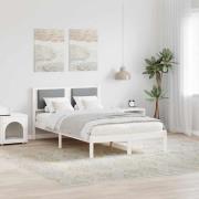 vidaXL Sängram med huvudgavel Ljusgrå 120 x 200 cm Massiv furu