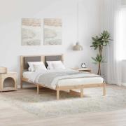 vidaXL Sängram med huvudgavel Taupe 120 x 190 cm Massiv furu