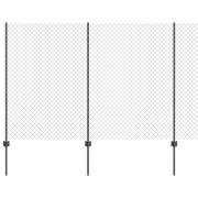 vidaXL Staket med stolpar Grå 1.5 x 10 m Stål