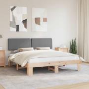 vidaXL Sängram med Klädd Huvudgavel Ljusgrå 180 x 200 cm Massiv furu