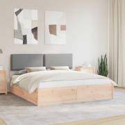 vidaXL Sängram med Klädd Huvudgavel Ljusgrå 180 x 200 cm Massiv furu