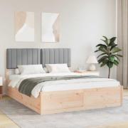 vidaXL Sängram med Klädd Huvudgavel Ljusgrå 150 x 200 cm Massiv furu