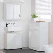 vidaXL Badrumsmöbelset med låda 3 pcs Högblanka vita Konstruerat trä