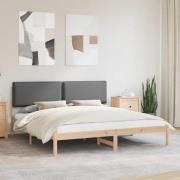 vidaXL Sängram med Klädd Huvudgavel Mörkgrå 180 x 200 cm Massivt furu