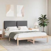 vidaXL Sängram med Klädd Huvudgavel Mörkgrå 140 x 200 cm Massivt furu