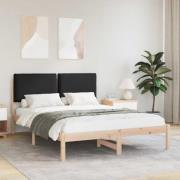 vidaXL Sängram med Klädd Huvudgavel Svart 120 x 200 cm Massivt furu