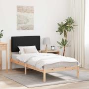 vidaXL Sängram med Klädd Huvudgavel Svart 100 x 200 cm Massivt furu