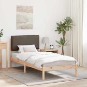 vidaXL Sängram med Klädd Huvudgavel Taupe 90 x 190 cm Massivt furu