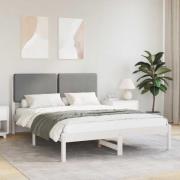 vidaXL Sängram med Klädd Huvudgavel Ljusgrå 150 x 200 cm Massiv furu