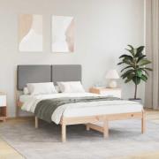 vidaXL Sängram med Klädd Huvudgavel Ljusgrå 120 x 200 cm Massiv furu