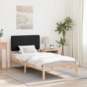 vidaXL Sängram med Klädd Huvudgavel Svart 100 x 200 cm Massiv furu