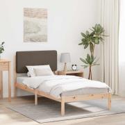 vidaXL Sängram med Klädd Huvudgavel Taupe 90 x 200 cm Massiv furu