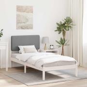 vidaXL Sängram med Klädd Huvudgavel Ljusgrå 90 x 190 cm Massiv furu