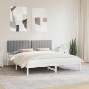 vidaXL Sängram med Klädd Huvudgavel Ljusgrå 180 x 200 cm Massivt furu