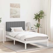 vidaXL Sängram med Klädd Huvudgavel Ljusgrå 100 x 200 cm Massivt furu