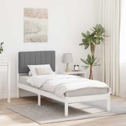 vidaXL Sängram med Klädd Huvudgavel Ljusgrå 75 x 190 cm Massivt furu
