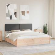 vidaXL Sängram med Klädd Huvudgavel Mörkgrå 180 x 200 cm Massiv furu