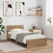 vidaXL Sängram med huvudgavel Artisan Ek 90 x 200 cm Konstruerat trä