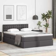 vidaXL Förvaringssäng med LED med madrass Grå 140 x 190 cm Konstläder