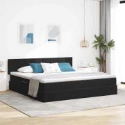 vidaXL Förvaringssäng med LED med madrass Svart 200 x 200 cm Sammet
