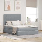 vidaXL Förvaringssäng med LED med led Ljusgrå 140 x 200 cm Polyester