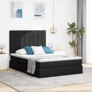 vidaXL Förvaringssäng med LED med madrass Svart 140 x 200 cm Polyester