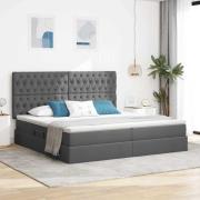 vidaXL Förvaringssäng med LED med led Mörkgrå 200 x 200 cm Polyester