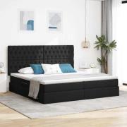 vidaXL Förvaringssäng med LED med madrass Svart 200 x 200 cm Polyester