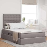 vidaXL Förvaringssäng med LED med madrass Taupe 120 x 200 cm Polyester